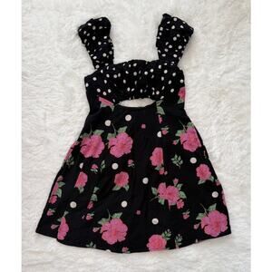 Free People Mixed Print Bom Bom Mini Dress, Size XS